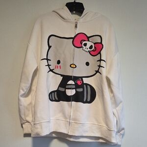 Hello Kitty White Hoodie with Pink Skull Bow